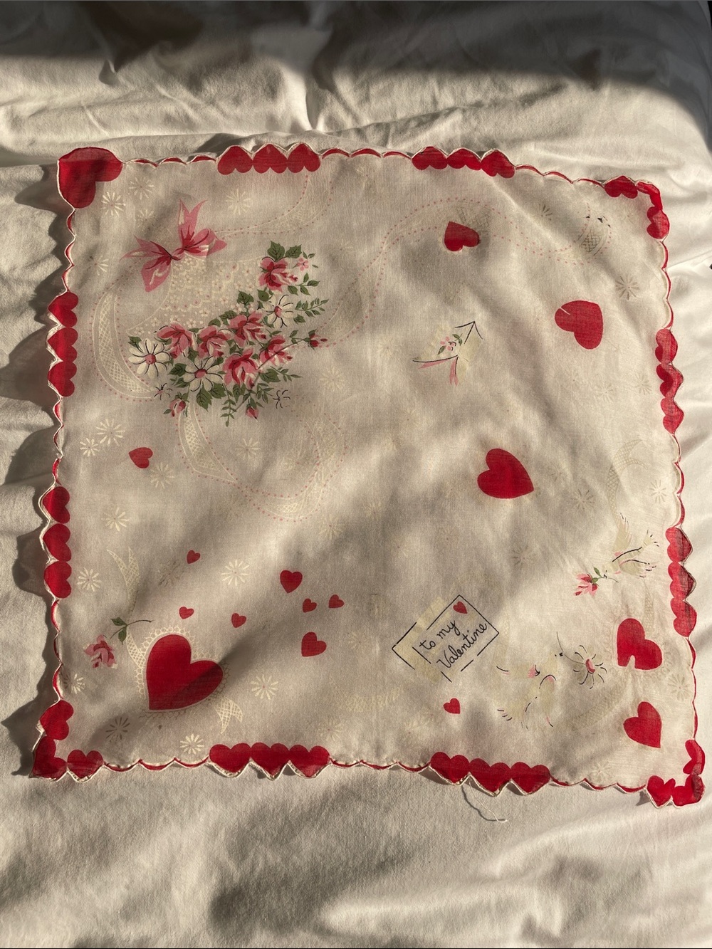 Vintage-Valentine’s hankie, red heart